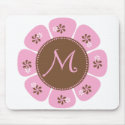 Brown and Pink Monogram M mousepads