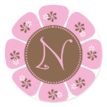 Brown and Pink Monogram N stickers