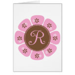 Brown and Pink Monogram R Greeting Card