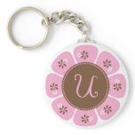 Brown and Pink Monogram U keychains