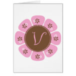 Brown and Pink Monogram V Greeting Cards