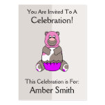 Brown And Pink Polkadot Bear Business Card Template