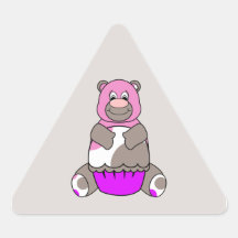 Brown And Pink Polkadot Bear Sticker