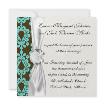 brown and tiffany damask personalised invites