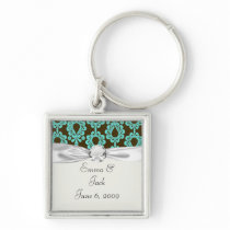 brown and tiffany damask keychain