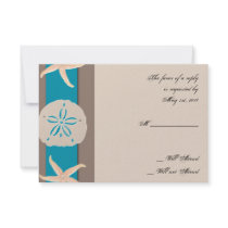 Brown and Turquoise Band Starfish Response Card Invitations