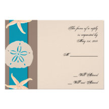 Brown and Turquoise Band Starfish Response Card Invitations