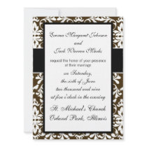 brown and white bird damask pattern design custom invite