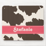 Brown and White Cow Print Mouse Pad