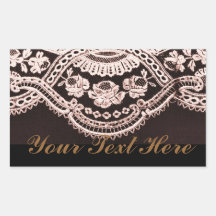 Brown And White Floral Lace Rectangular Sticker