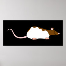 Brown and White Hooded Pet Rat. Poster