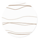 Brown and White Waves Round Sticker