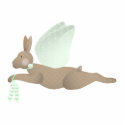 Brown Angel Rabbit With Green Wings photo sculptures