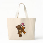 Brown bear hugging baby bear tote bag