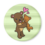 Brown bear hugging baby bear magnets