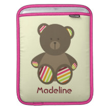 Brown Bear & Stripes Rickshaw Sleeve iPad Sleeve