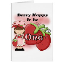 Brown Berry First Birthday Tshirts and Gifts Greeting Card