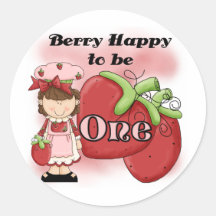 Brown Berry First Birthday Tshirts and Gifts Round Stickers