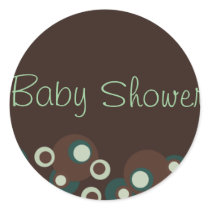 Brown & Blue Circle Baby Shower Sticker/seal