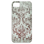 Brown & Blue damask iphone 5 case