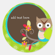 Brown+Blue+Green Owl stickers/add monogram