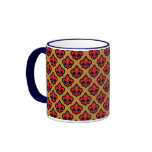 Brown Blue & Red Fluer de Lis Cup Mugs