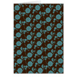 Brown&blue retro flowers greeting card