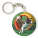 Brown Border Collie Agility Tunnel keychains