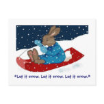 Brown Bunny on Sled postcards