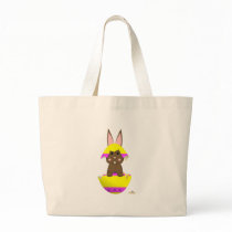 Brown Bunny Yellow Decorated Easter Egg Tote Bag