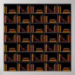 Brown, Burgundy and Mustard Colour Books on Shelf. Print