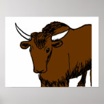 Brown Cartoon Yak Posters