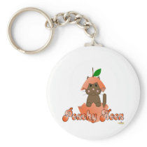 Brown Cat Peach Peachy Keen Key Chain