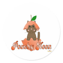Brown Cat Peach Peachy Keen Stickers