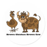 Brown Chicken Brown Cow - Round Sticker