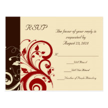 Brown/Cream/Red Reverse Swirl Post Card