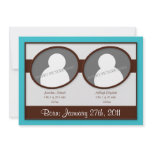 Brown Cyan Blue Twins Birth Announcements