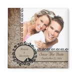 Brown Damask Love Birds Photo Save The Date Magnet