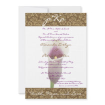 Brown Damask Wedding Inv. Custom Invites