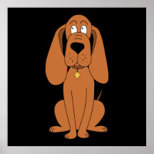 Brown Dog. Hound Cartoon with Collar. Posters