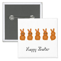 Brown Easter Bunnies Buttons
