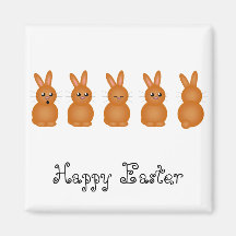 Brown Easter Bunnies Fridge Magnet