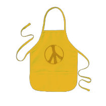 Brown Faded, Grunge Style Peace Sign Aprons