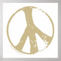 Brown Faded, Grunge Style Peace Sign posters
