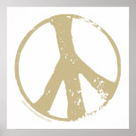 Brown Faded, Grunge Style Peace Sign posters