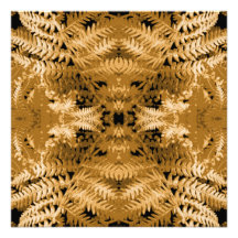 Brown Fern Leaves, Digital Art Pattern. Announcement