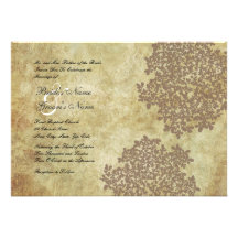 Brown Floral Vintage Wedding Invitations