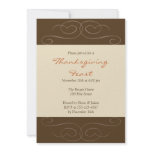 Brown florish fall custom Thanksgiving invitation