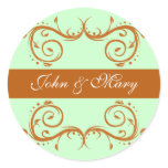 Brown Flourish Monogram Stickers