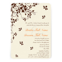 Brown Flower Swirls Wedding Invitations